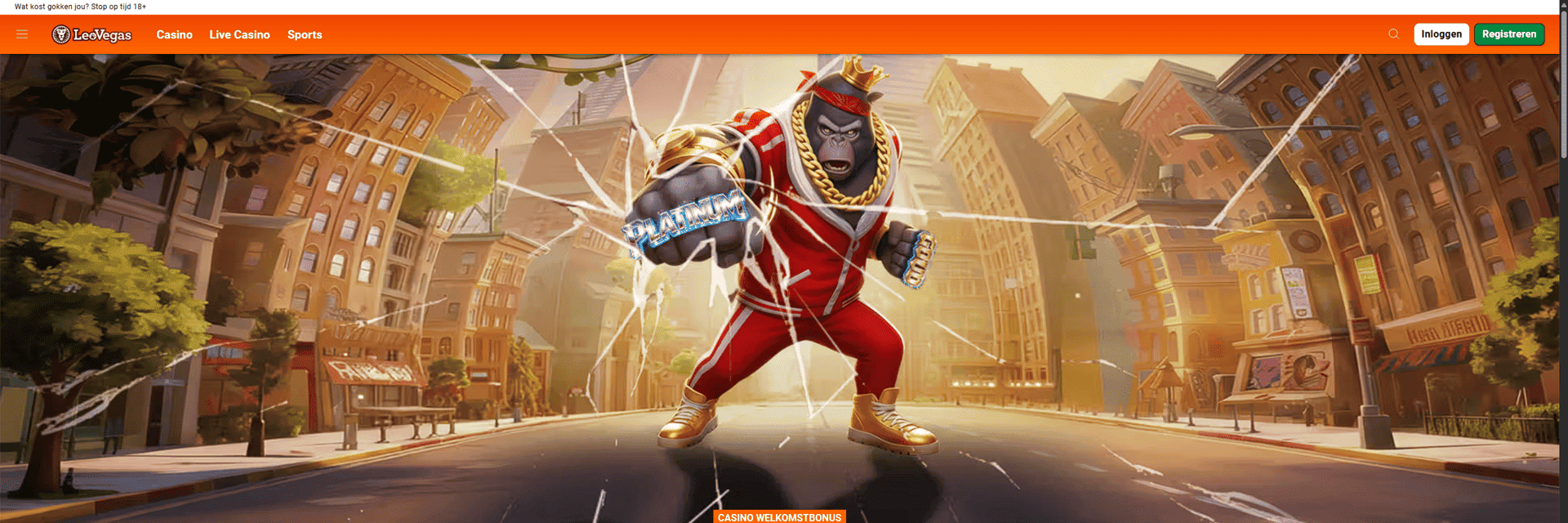 Screenshot van de LeoVegas Casino-website